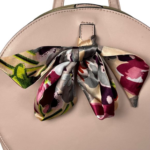 Nanette Lepore Round Backpack Purse Fashion Bow Designer Travel Bag Tan - Picture 3 of 12